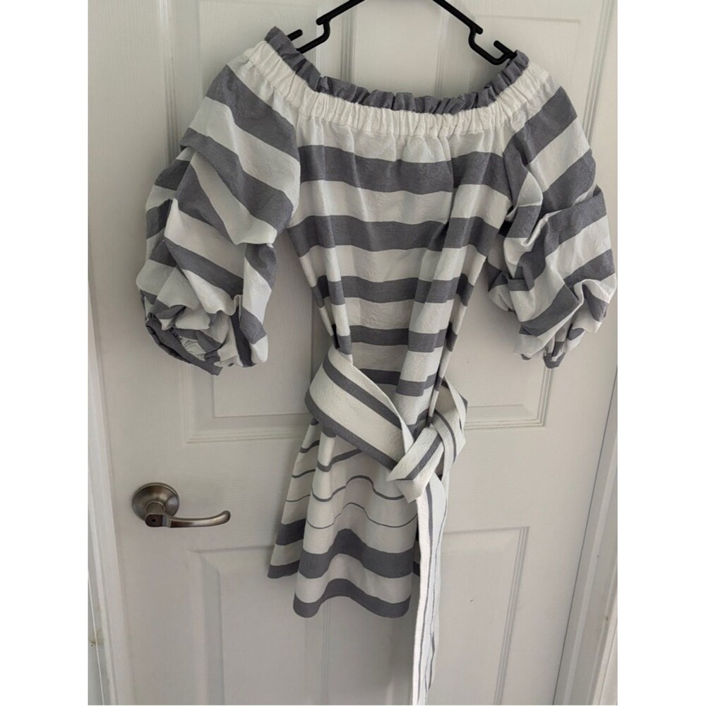 ALEXIS Striped Mini Ruched Dress